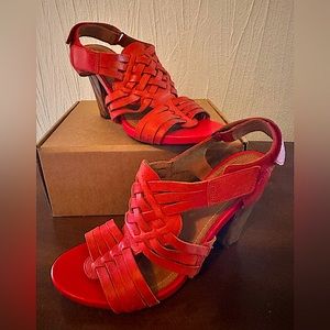 Clarks Indigo Coral Leather Heeled Sandals